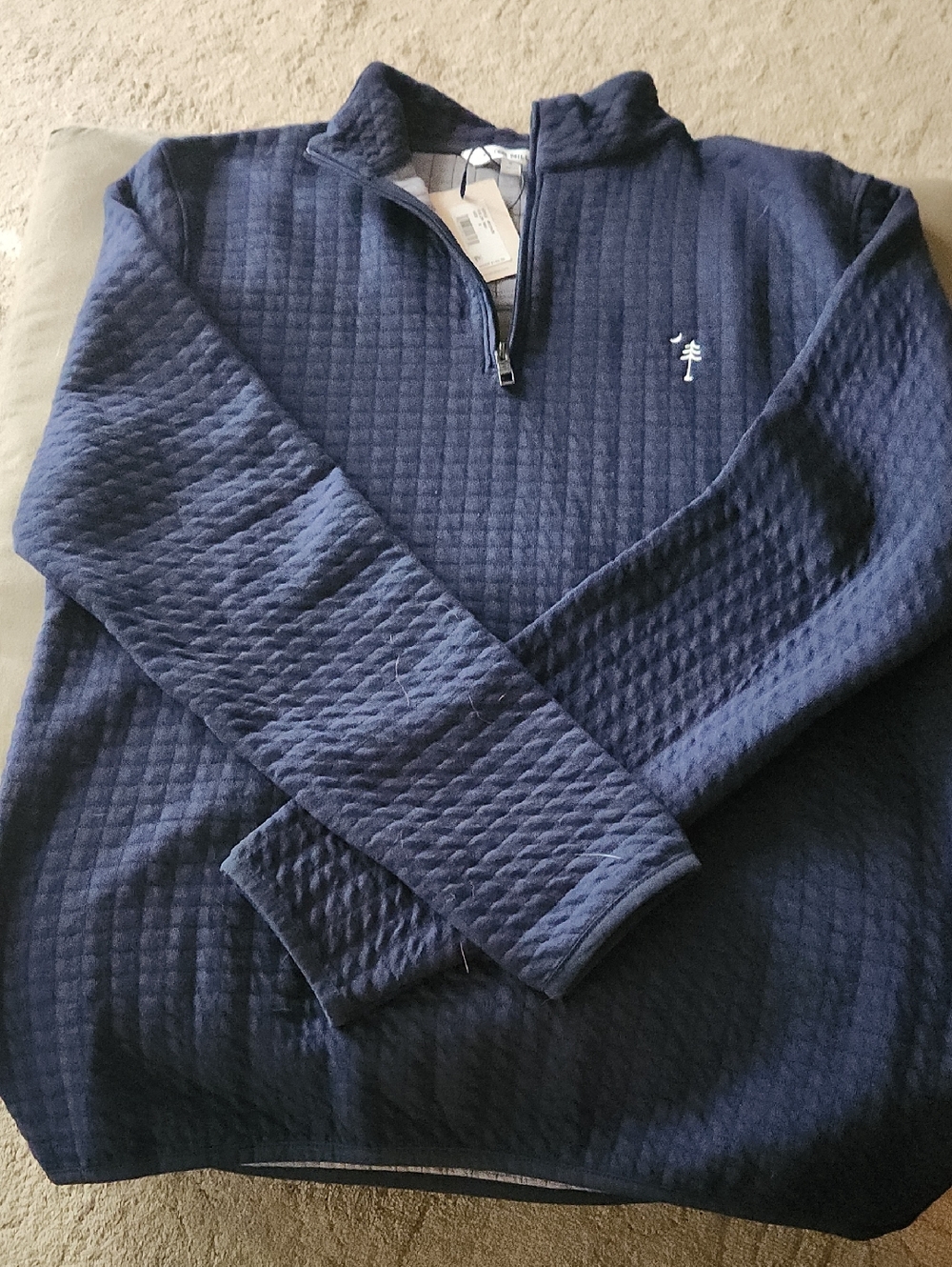 Peter Millar Navy Quilted Quarter-Zip Pullover